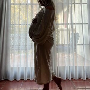 FREE PEOPLE BEACH Beige Long Sleeve Oversized Dress